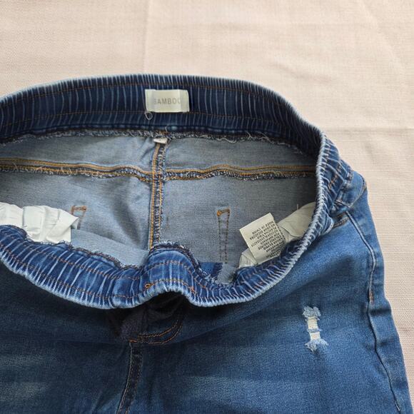 Bamboo Elastic Waist Distressed Jean Joggers Woman's Size Large (30 x 26 1/2) - Picture 3 of 6